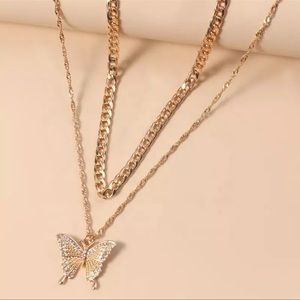 Double chain butterfly necklace